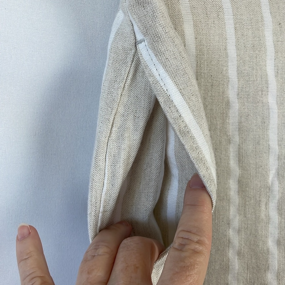 LOFT Cream and White Striped Lightweight Linen Blend Wide Leg Pants - Size Small - Picture 4 of 12